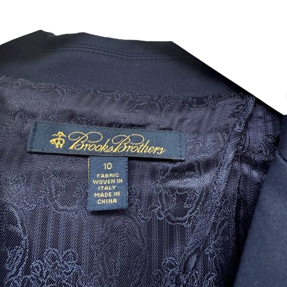 BROOKS BROTHERS Womens Blazer Size 10 Navy Blue Size Cotton Chino Classic Preppy - Picture 7 of 13